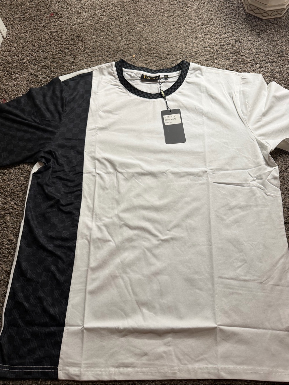 Men's Two-Tone Black & White Short Sleeve Crew Tee